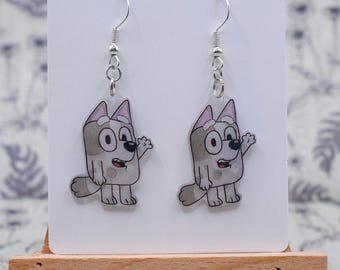 Bluey Muffin Cute Shrinky Dink Dangle Hook Earrings