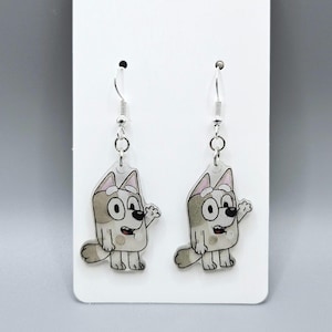 Bluey Muffin Cute Shrinky Dink Dangle Hook Earrings