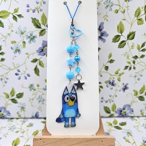 Bluey Handmade Shrinkydink Resin Phone Charm Phone Strap Keychain Cute Blue Dog