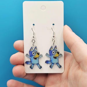 Bluey Cute Shrinky Dink Dangle Hook Earrings