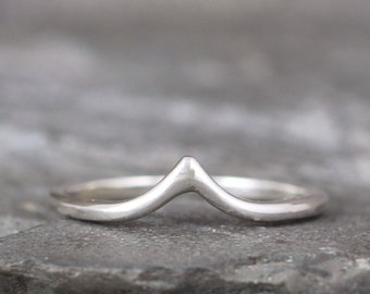 Chevron V Ring - Sterling Silver - Chevron V Shape Wedding Band - Contoured Wedding Band - Stacking Rings