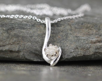 Raw Diamond Pendant - 1/2 Carat Rough Uncut Diamond Necklace -Conflict Free -Raw Diamond Gemstone - April Birthstone