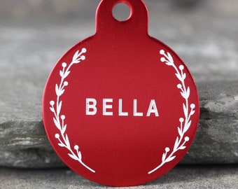 Laser Engraved Pet ID Tags - 'Bella' Style - 3 sizes, 9 colors- Engraved with your Custom Text - Made in Canada