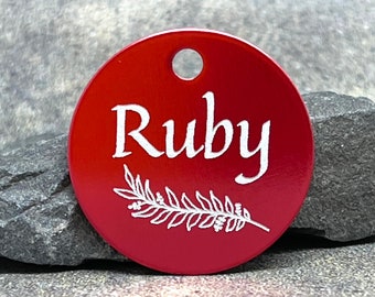 Personalized Pet ID Tags - 'RUBY' Style - 3 sizes, 9 colors - Customized for you - Laser Engraved in Canada