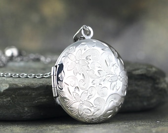 Round Locket Pendant - Stainless Steel - Available in Rose, Yellow or Silver - Personalized Gifts