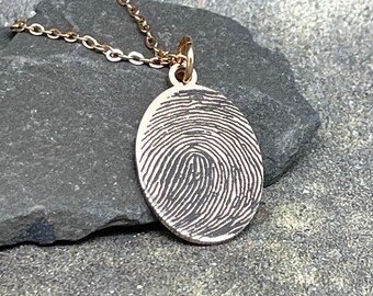 Fingerprint Necklace - Engraved Personalized Pendant - Memorial Necklace - Finger Print Charm - Thumbprint Jewelry - Made in Canada