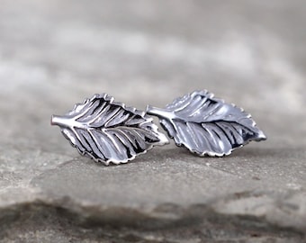 Leaf Earrings - Sterling Silver Post Earring - Little Leaf - Dark Patina - Nature Inspired Jewellery - Made in Canada