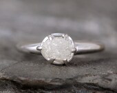 Raw Diamond Engagement Ring - Uncut Rough Diamond - Conflict Free Diamond - Engagement Rings - April Birthstone - Raw Gemstone Ring - Rustic