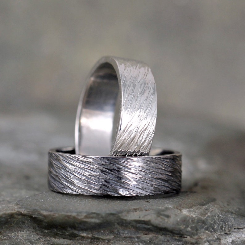 Hammered Mens Wedding Band Sterling Silver Commitment Etsy