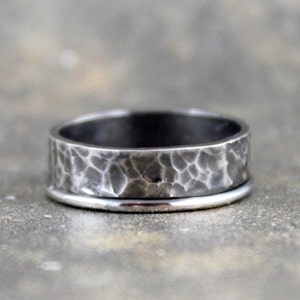 Rustic Sterling Silver Band Men's Jewellery Wedding Band Textured Wedding Band Silver Bands image 3