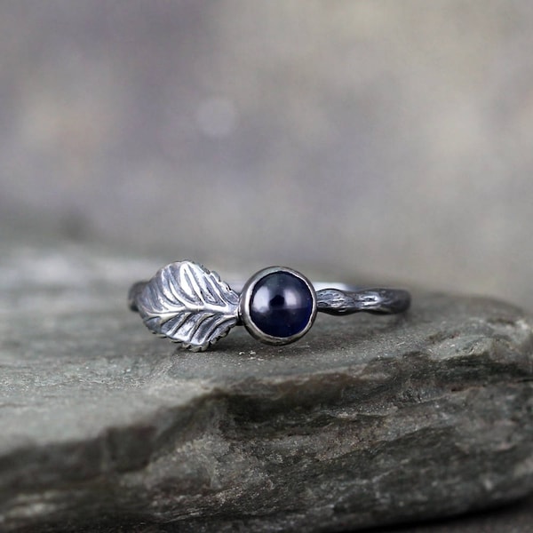 Twig & Leaf Blue Sapphire Engagement Ring Set LIMITED image 1