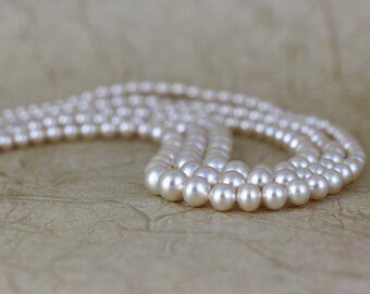 Faux Pearl Necklace -Triple Strand Choker - Sterling Silver Clasp -  Circa 1950's - Mid Century Bridal Jewellery