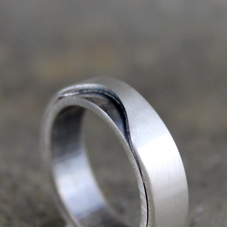 Modern Men's Wedding Band Sterling Silver Matte Finish Etsy