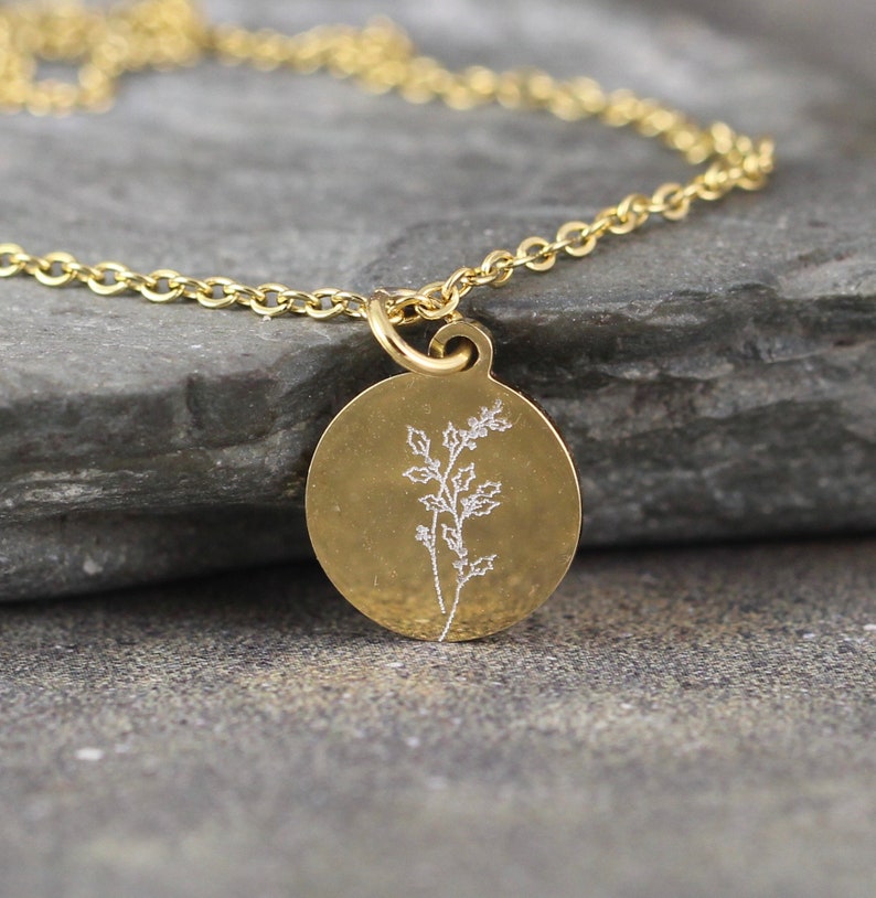 Birth Month Flower Pendant Engraved Personalized Necklace Etsy Canada