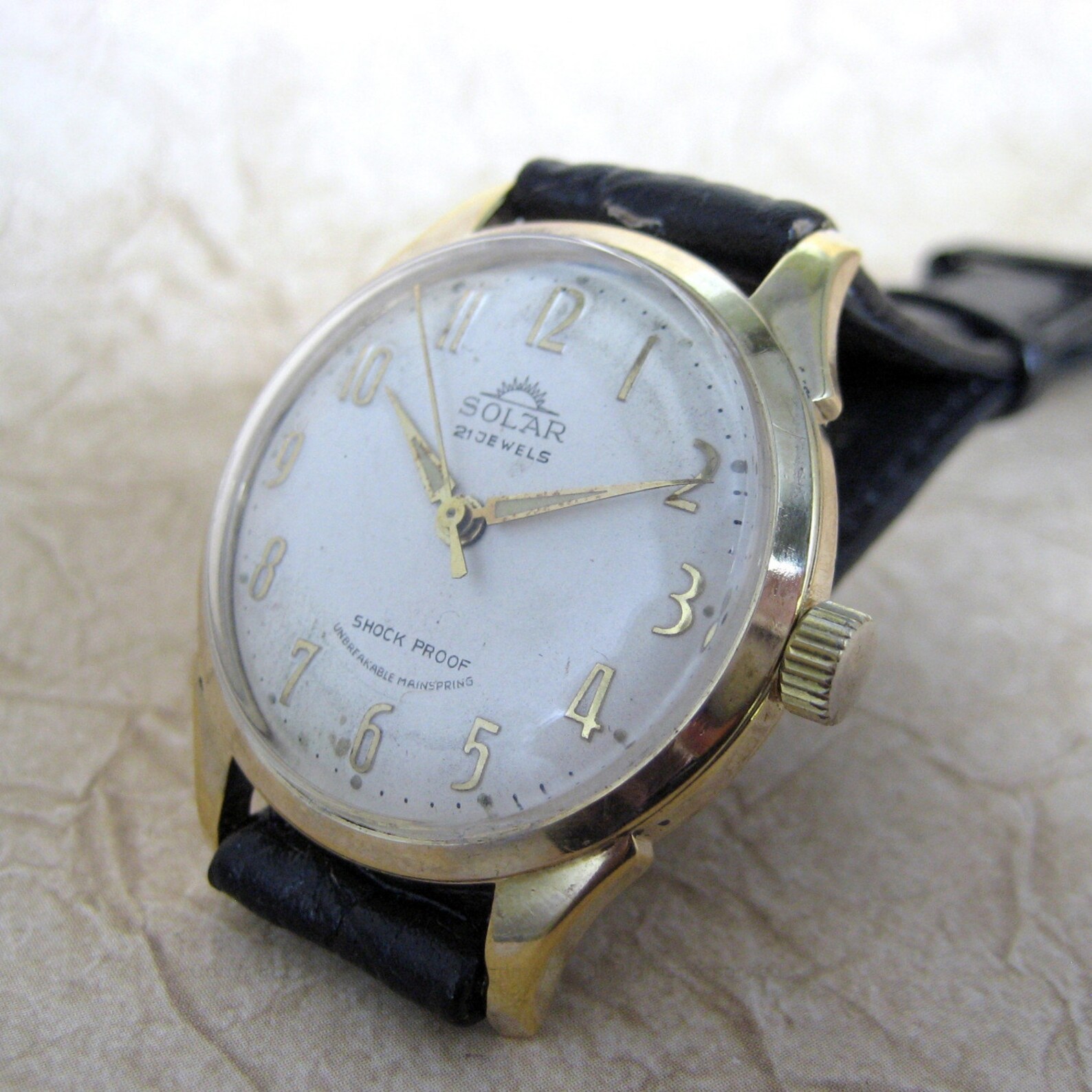 Vintage Solar 21 Jewel Swiss Made Watch Etsy