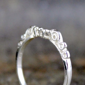 Antique Style Wedding Band Filigree Design Band Sterling Silver Matching Band Made to Order image 2