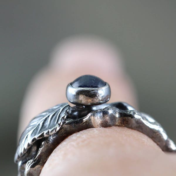 Twig & Leaf Blue Sapphire Engagement Ring Set LIMITED image 2