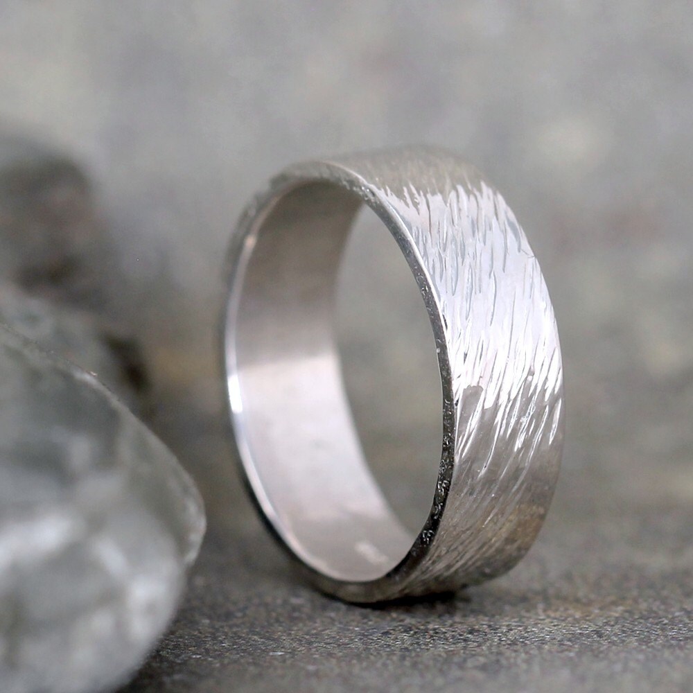 Hammered Mens Wedding Band Sterling Silver Commitment Etsy