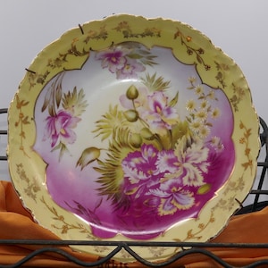 Piatto da parete in porcellana antica: elegante decorazione floreale con gancio