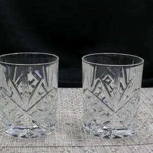 VINTAGE Godinger Crystal Whiskey Glasses: Elegant Barware Set of 2 FLAWLESS