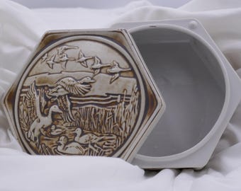 Vintage Avon Ceramic Duck Mallard Trinket Box - Handcrafted Nature Design from Brazil