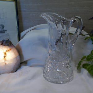Antique Cut Crystal American Pitcher - Heavy Cut Glass with Pinwheels & Palms Pattern - No chips or cracks