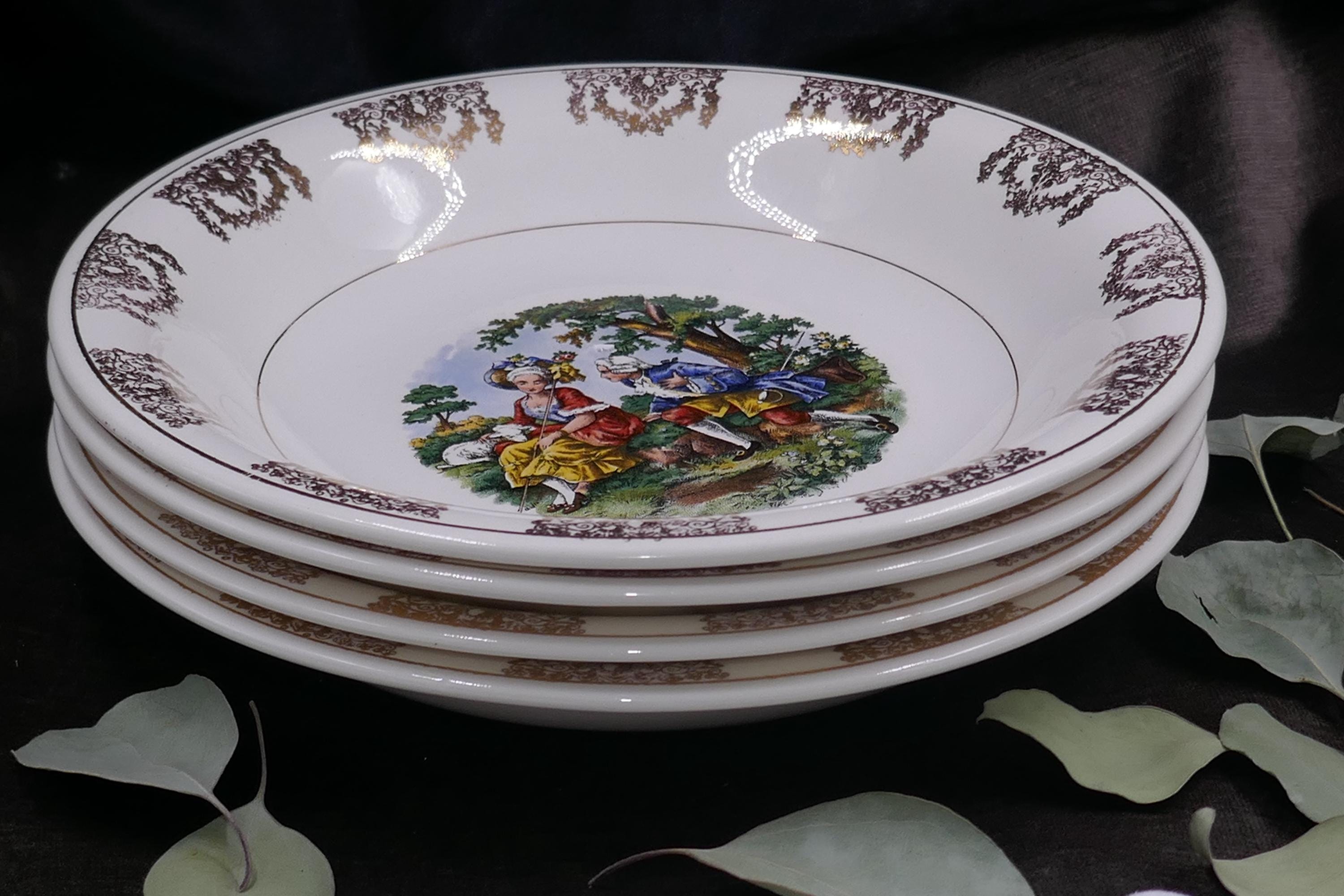 22金アンティークチャイナプレート：1930年代のヴィンテージ食器セット