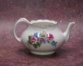 Vintage Staffordshire Cream Pitcher: English Floral Ceramic Milk Jug