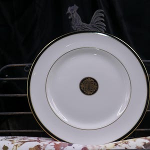 Vintage Royal Doulton Oxford Green Salad Plate with Gold Rim - Classic Elegant Dinnerware from England