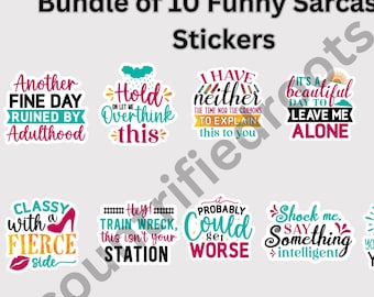 Bundel grappige sarcastische stickers: stickers met humor voor volwassenen (svg, png)