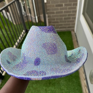 Custom Cow Print Rhinestone Cowboy Hat