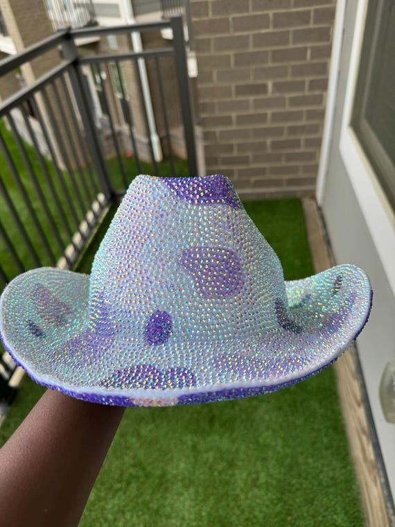Custom Cow Print Rhinestone Cowboy Hat - Etsy display picture 2