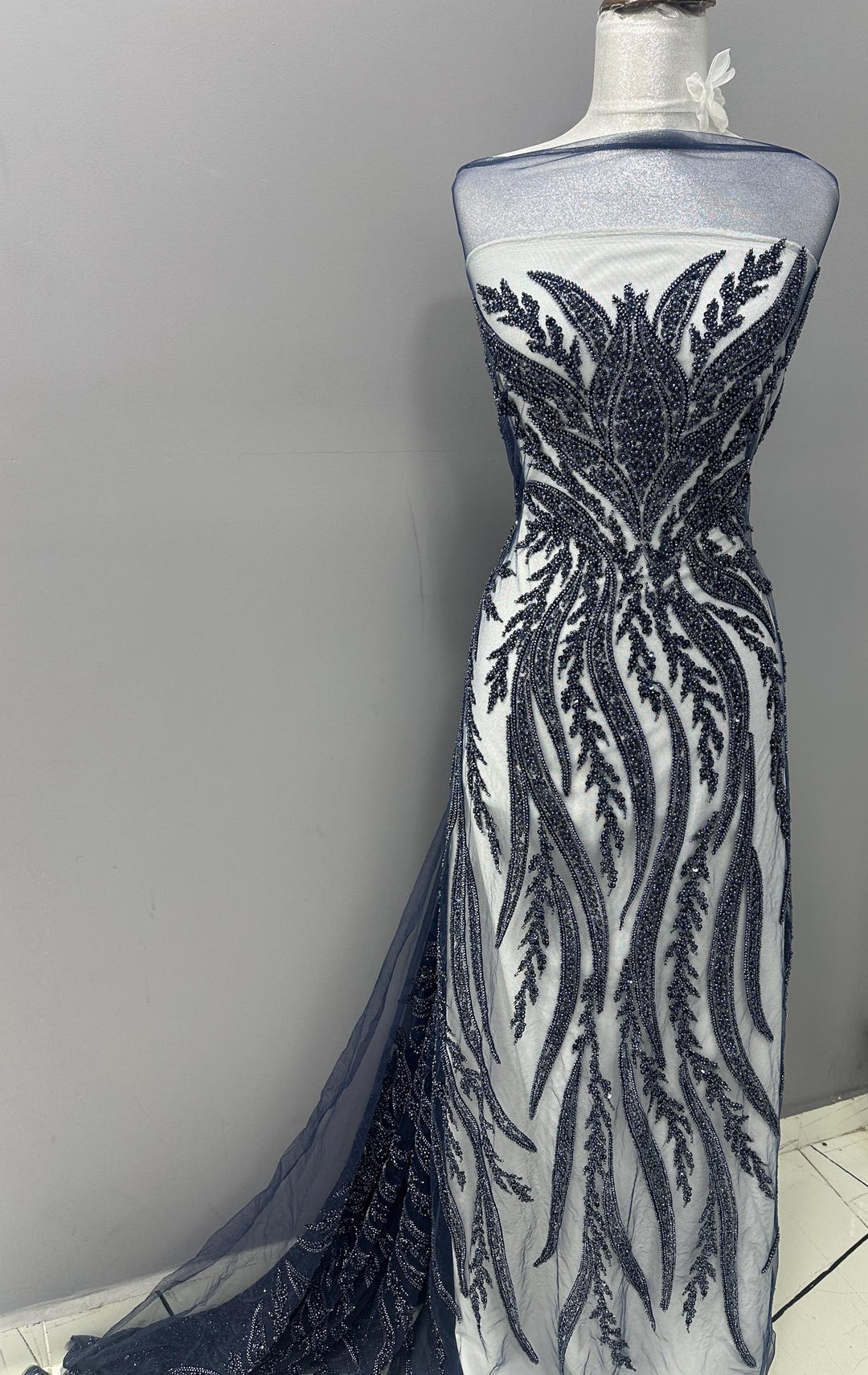 Navy Sequinned Tulle Lawful