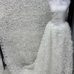 Luxury 3D Floral Lace Fabric with Pearls for Wedding Dresses Evening Gowns and Home Decor 150 cm Wide