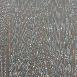 High Quality Elegant Ivory Sequin Beaded Lace Fabric Wedding Dress Evening Gown Couture Bridal for Veil Geometric Design