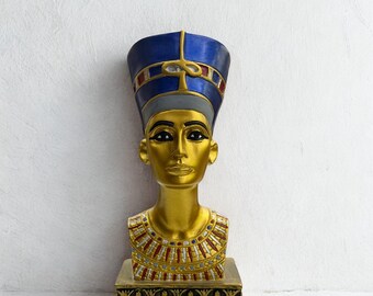 Buste de la reine Néfertiti fait main : Art déco égyptienne en polystone