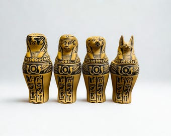 手作りのカノプス壺：ホルスの息子たち、エジプトのミイラ - Etsy 日本