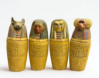 美しい手彫りのカノプス壺 - エジプトの壺 - 手作りのカノプス壺