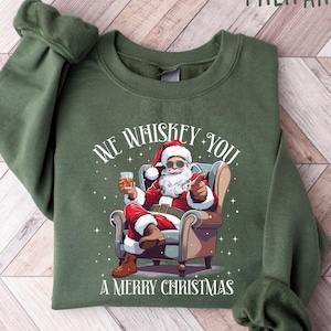 Santa&#39;s Hot Mess Sweatshirt, Christmas Martini Shirt, Christmas Martini Sweatshirt, Santa Christmas Sweatshirt