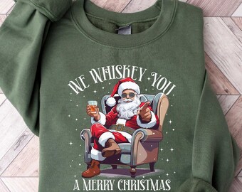 Santa's Hot Mess Sweatshirt, Christmas Martini Shirt, Christmas Martini Sweatshirt, Santa Christmas Sweatshirt