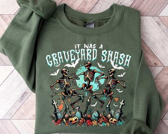 Retro Skeleton Halloween Sweatshirt, Trendy Fall Shirt, Spooky Season, Graveyard Smash Shirt, Oversized Halloween Gifts, Halloween Shirt