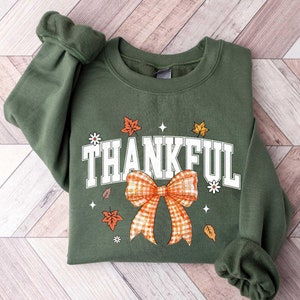Thankful Coquette Sweatshirt, Buffalo Plaid Shirt, Thanksgiving Shirt, Fall Shirt, Fall Lover Gift, Thankgiving Sweater, Cozy Sweater