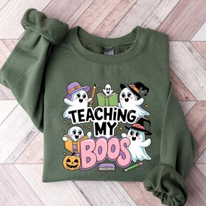 Halloween Teacher Sweatshirt, Halloween Sweater, Teaching My Boos, Teacher Halloween, Teacher Sweatshirts, Gift For Teacher, Kindergarten