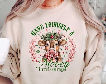 Christmas Cow Sweatshirt, Christmas Sweatshirt, Farm Christmas Shirt, Womens Christmas Sweatshirt, Cute Cow Christmas Shirt, Christmas Gift