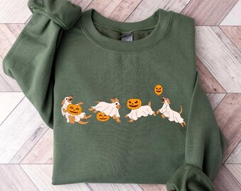 Halloween Sweatshirt, Ghost Dogs Sweatshirt, Halloween Dog, Halloween Crewneck, Fall Shirts, Pumpkin Sweater, Spooky Season, Dog Lover Gift