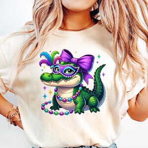 Mardi Gras Crocodile Sweatshirt, Women Mardi Gras Sweatshirt, Mardi Gras Alligator Shirt, Fat Tuesday Sweater, Mardi Gras Carnival Hoodie