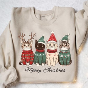 Cat Christmas Sweatshirt, Cat Lover Christmas Shirt, Meowy Christmas Shirt, Christmas Cat Mom Sweater, Catmas Gift for Christmas, Cat Shirts