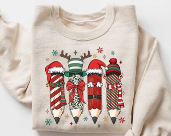 Christmas Teacher Pencil Sweatshirt, Christmas Teacher Shirt, Teacher Christmas Shirt, Christmas Shirt, Christmas Gift For Teacher Shirt