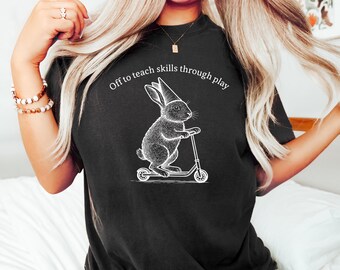 Comfort Colors® Comfort Colors Off to Cause a Kerfuffle Shirt, Funny Bunny Scooter Graphic Tee
