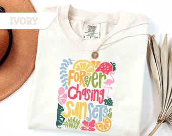 Comfort Colors®Forever Chasing Sunsets Shirt, Sunsets T-Shirt, Summer Tee, Beach Vibes Gift, Summer Shirt,Beach Shirt,Family Vacation Gift